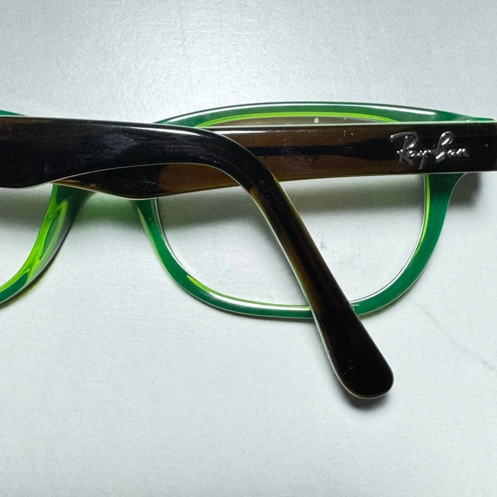Ray-Ban RB 1555 3665 Brown Green Rectangular Eyeglasses Frames 46-16-125
